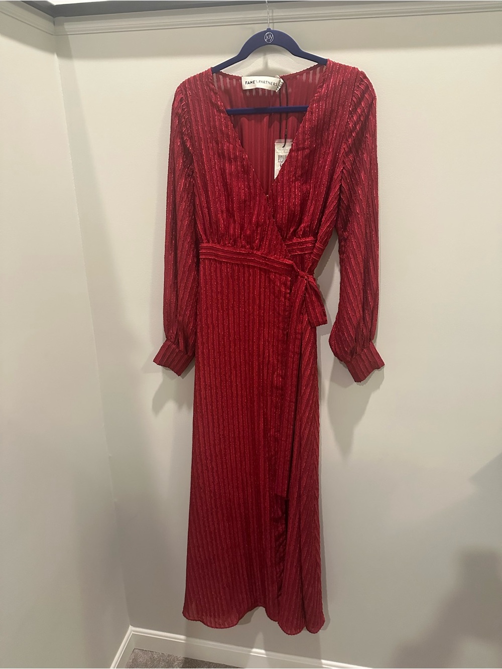Fame and Partners Ruby Red Wrap Maxi Dress